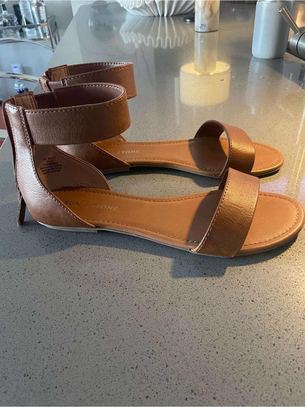 Brown Ankle-Strap Flat Sandals - Picture 2 of 4